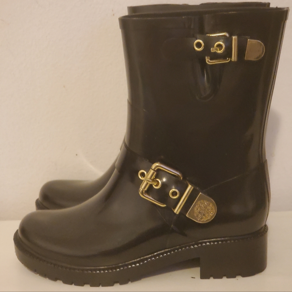 Vince Camuto Women Sz 6 Leather Rain Boots GUC "As Is"